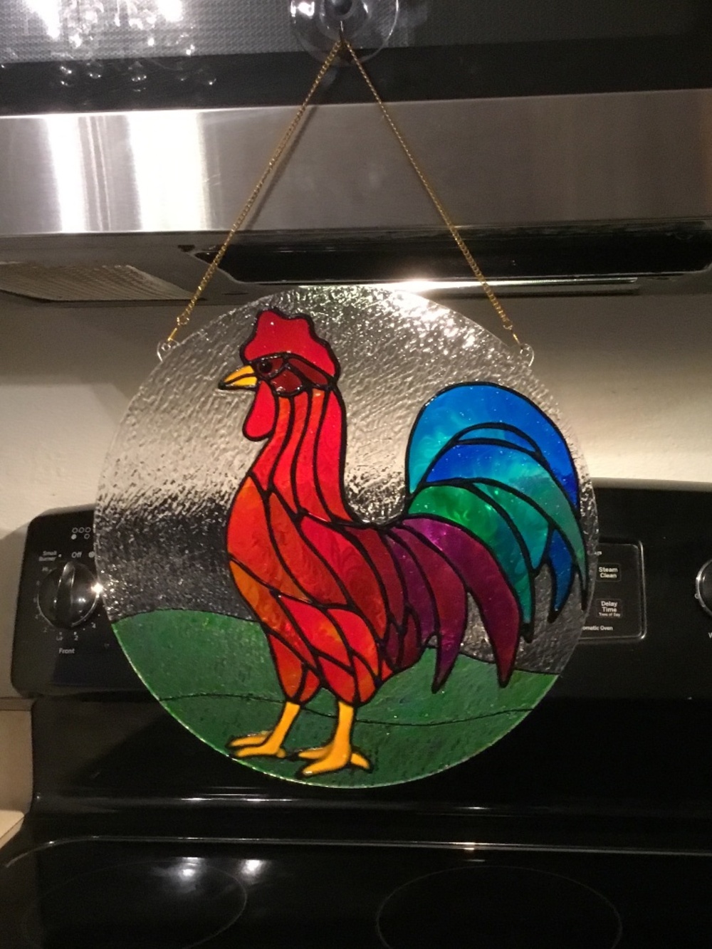 Rooster Handcrafted on 10 X 10 inch acrylic circle - Picture 1 of 3